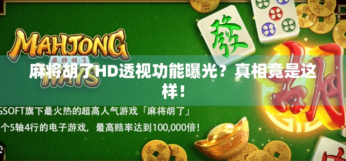 麻将胡了HD透视功能曝光?真相竟是这样! 麻将胡了HD透视功能曝光?真相竟是这样!