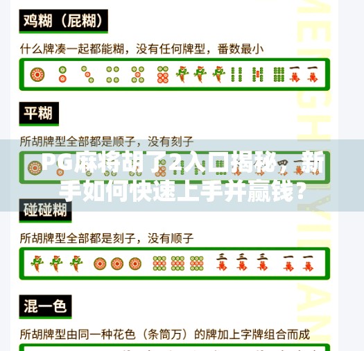 PG麻将胡了2入口揭秘,新手如何快速上手并赢钱? PG麻将胡了2入口揭秘,新手如何快速上手并赢钱?